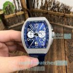 Copy Franck Muller Vanguard Yachting V45 Blue Dial Diamond Bezel Watch